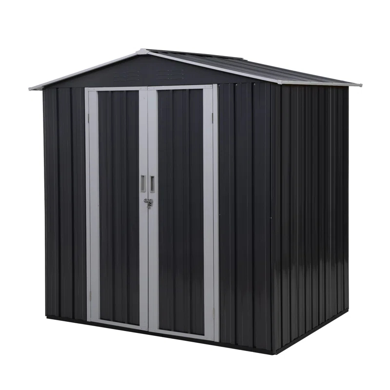 HOGYME 6 Ft. W X 4 Ft. D Outdoor Metal Storage Shed With Lockable Doors