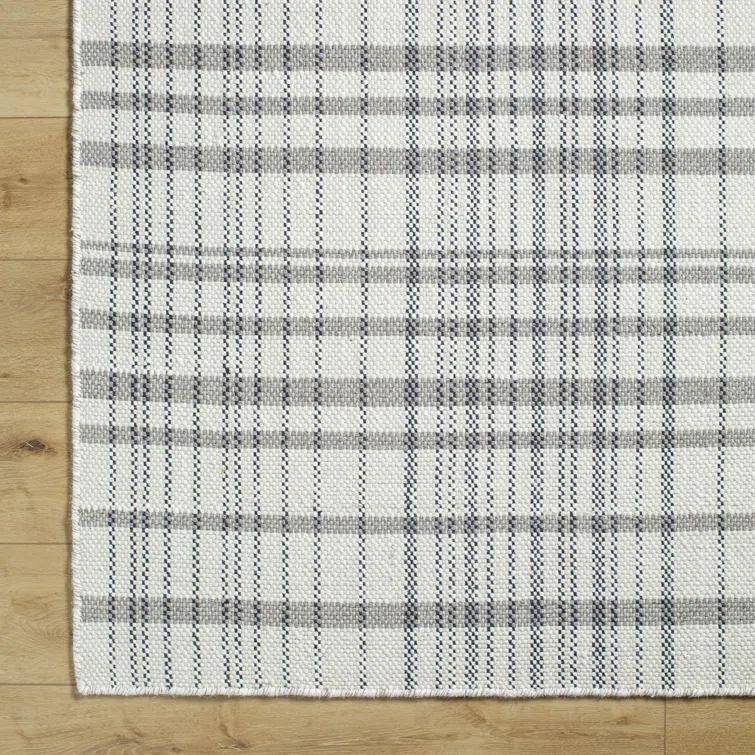 Birch Lane™ Lavande Plaid Wool Area Rug