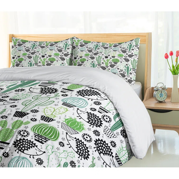 Ambesonne Eclectic Floral Duvet Cover Set