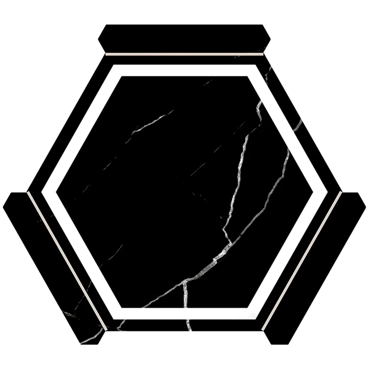 Apollo Tile Aureole 8.66 In. X 9.84 In. Matte Black And White Porcelain Hexagon Wall And Floor Tile (8.07 Sq Ft/Case) - 18 Sheets (Set of 18)