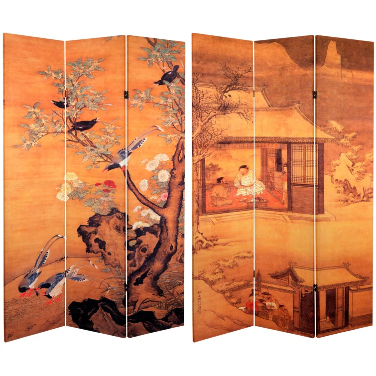 Langley Street® Feuerstein 6 ft Tall East Asian Art Canvas Folding Room Divider