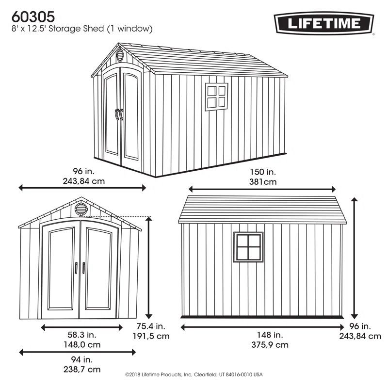8 Ft. x 12.5 Ft. High-Density Polyethylene (Plastic) Steel Reinforced Outdoor Storage Shed