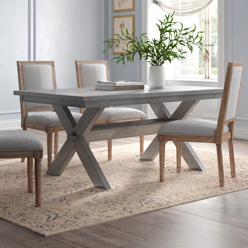 Kelly Clarkson Home Gigi 70" Solid Wood Farmhouse Trestle Base Dining Table