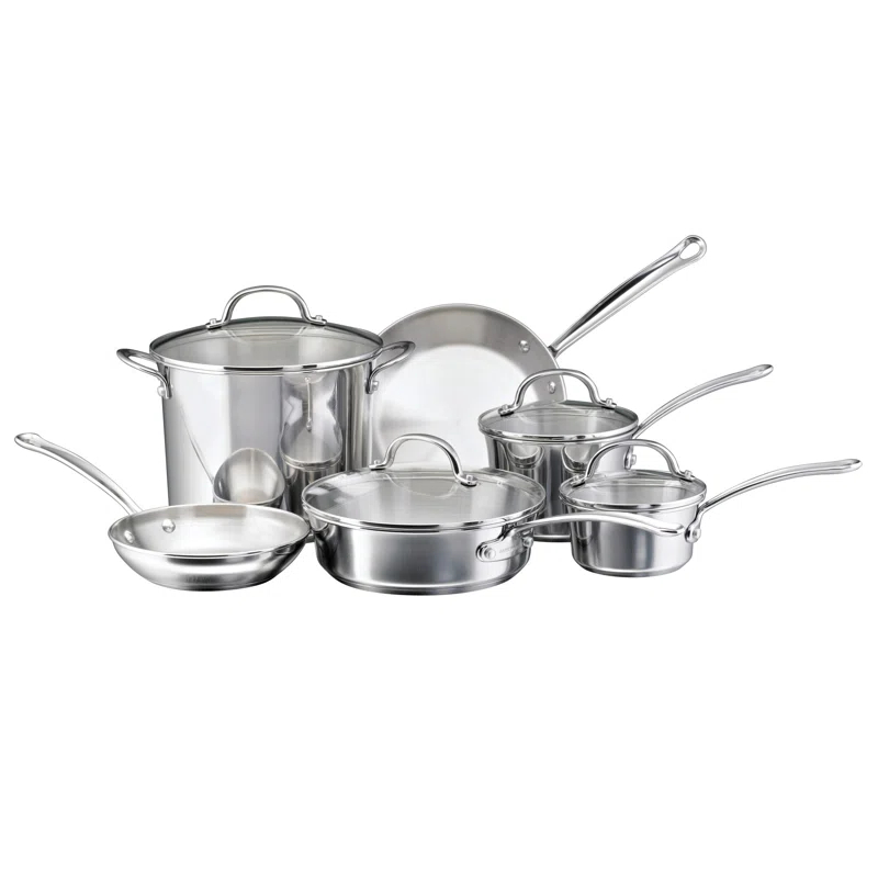 Farberware Farberware Millennium Stainless Steel Cookware Pots and Pans Set, 10 Piece, Silver