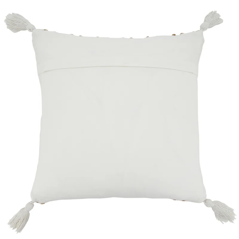 Saro Aziza Collection Tassels Cotton Blend Pillow Cover