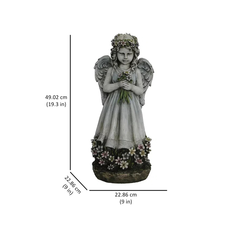 Hi-Line Gift Ltd. Angel Holding Flowers Statue