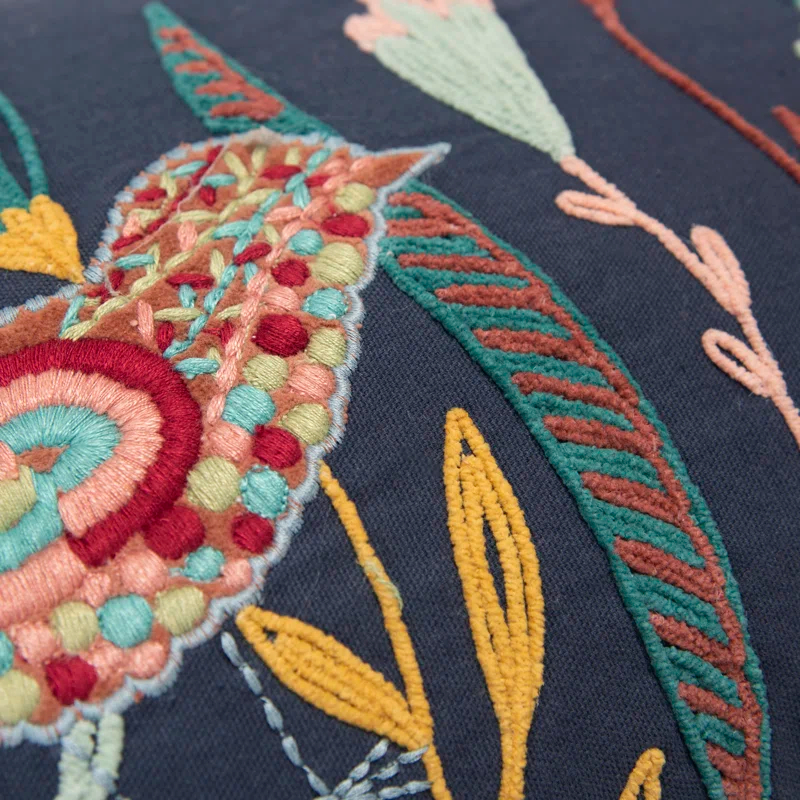 Embroidered Cotton Throw Pillow