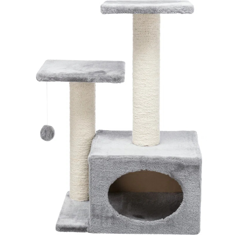 TRIXIE TRIXIE Valencia 28" Cat Tree, 3-Level Cat Tower, Sisal Scratching Posts, Plush Condo and Platforms, Dangling Cat Toy
