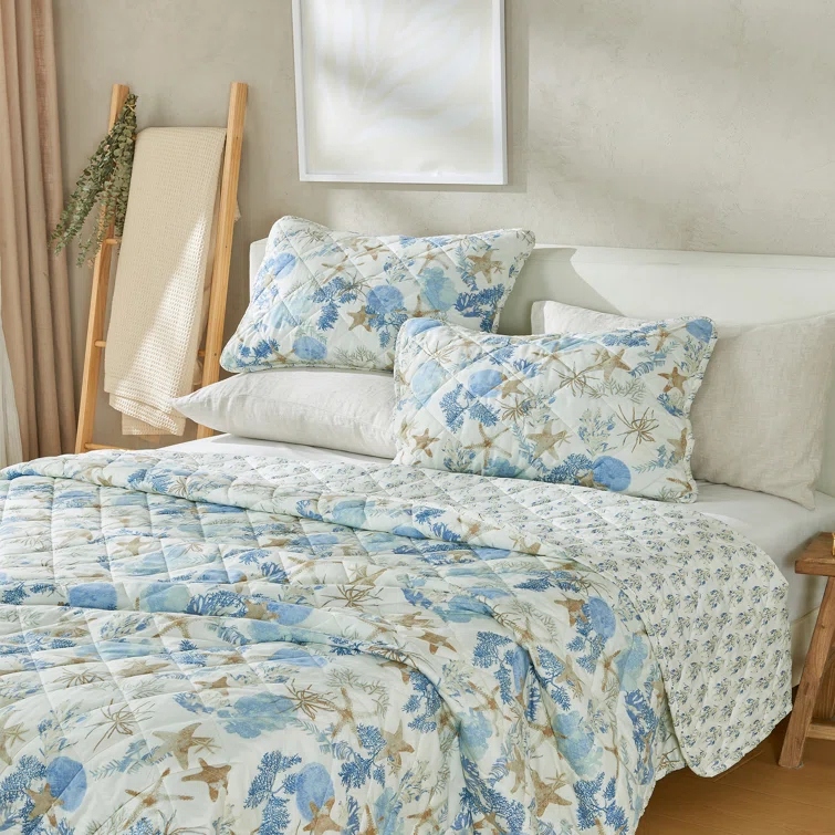 Patina Vie Maison Coastal Inspired Reversible Quilt Set with Shams