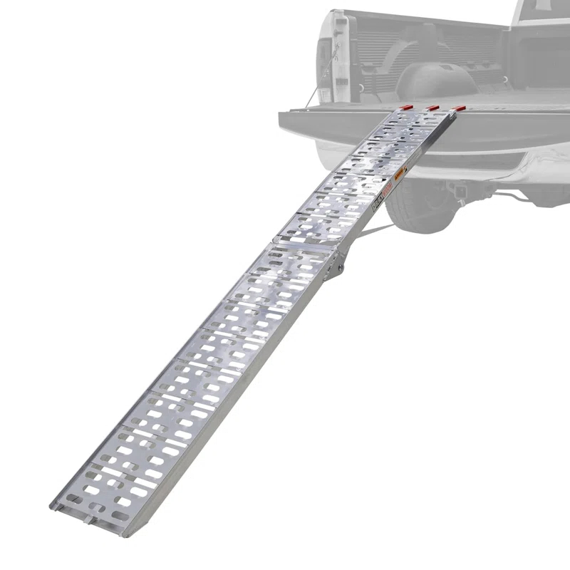Black Widow Black Widow Aluminum Folding Motorcycle Ramp Arched Plate, Single Runner, Silver