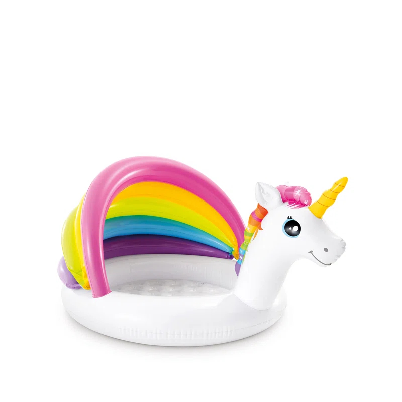 Intex Intex 57113EP 50 Inch Unicorn Design Outdoor Baby Swimming Pool, Multicolor