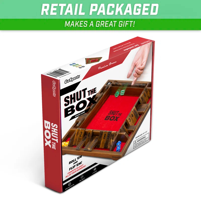 GoSports GoSports Shut the Box Premium Wooden Dice Game, Classic 4 Player Family Board Game