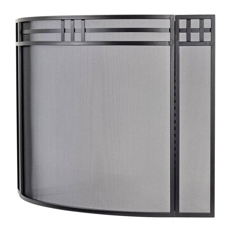 Modern Ember Modern Ember Mill Creek 3-Panel Mesh Fireplace Screen in Black | Heavy-Duty Steel Frame