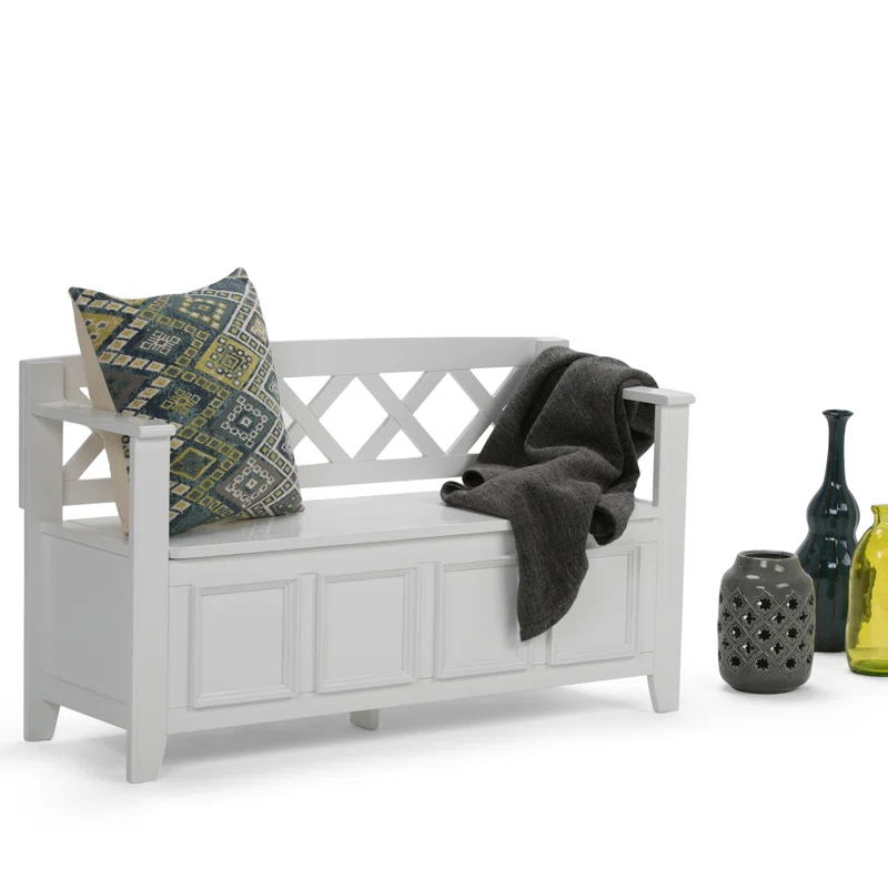 Simpli Home Amherst Solid Wood Entryway Lift Top Storage Bench