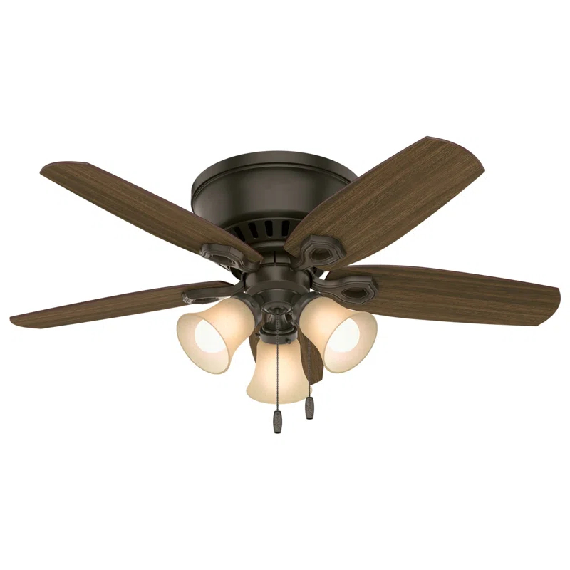 Hunter Fan 42" Builder Low Profile 5 - Blade Flush Mount Ceiling Fan with Pull Chain and Light Kit Included