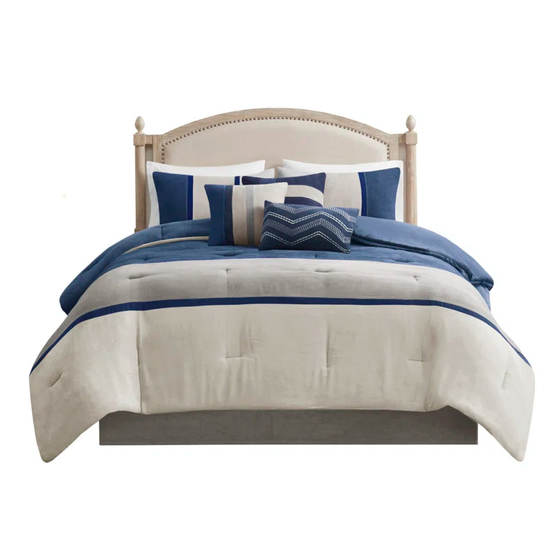 Gracie Mills Kimberly 7-Piece Contemporary Microsuede Comforter Set