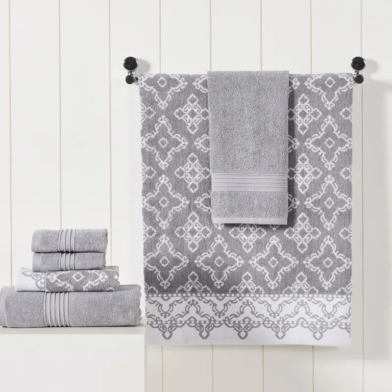 Modern Threads Modern Threads 6 Piece Set, 2 Bath Towels, 2 Hand Towels, 2 Washcloths Yarn Dyed Jacquard/Solid Towel Set Charlize