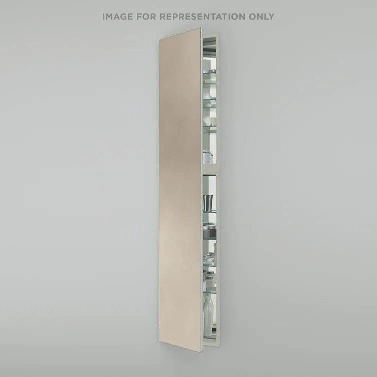 M Series Recessed Framed Medicine Cabinet with 7 Adjustable Shelves and LED Lighting