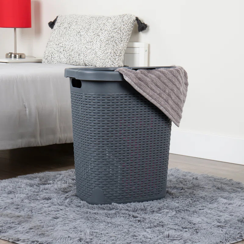 Mind Reader Mind Reader 50L Slim Laundry Hamper, Clothes Basket, Lid, Plastic