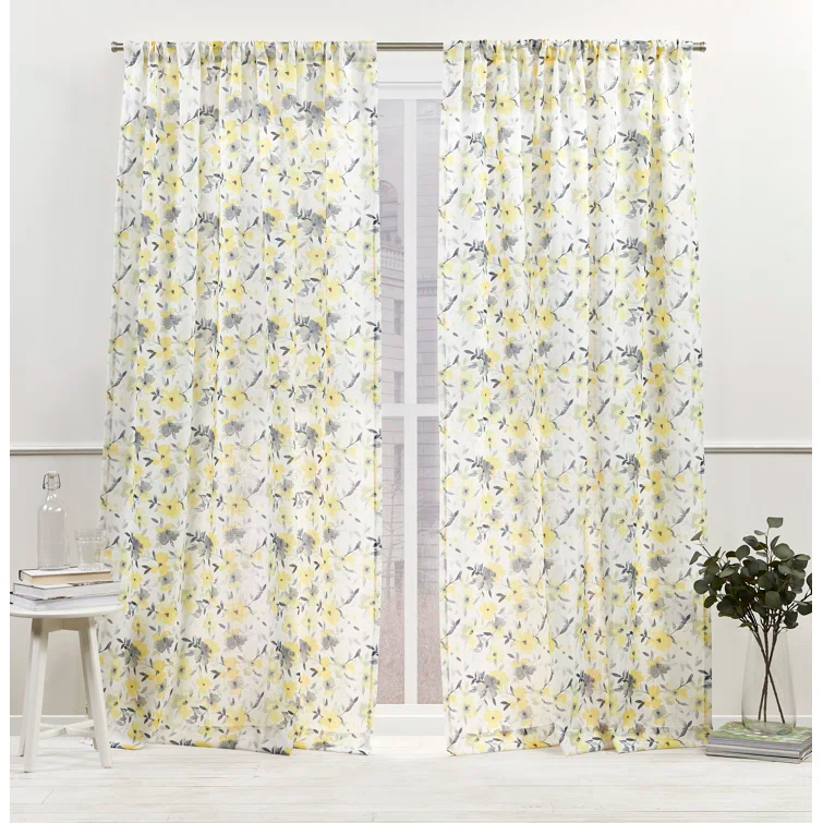 Nicole Miller Nicole Miller New York Hattie Light Filtering, Semi Sheer Rod Pocket Curtain Panels (Set of 2)