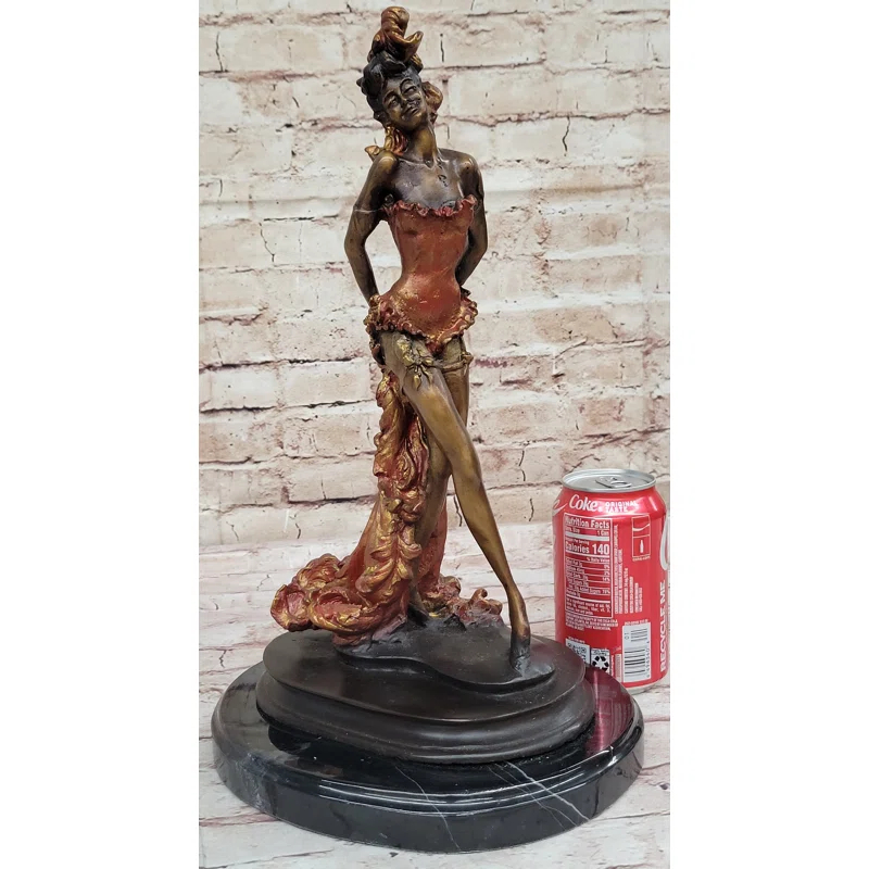 Williston Forge Wild West Saloon Courtesan Girl 19Th Century Woman In Colorful Corset Bronze Statue Sculpture 15 Inches X 9 Inches