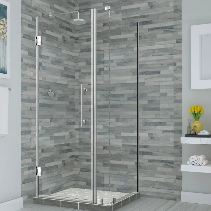 Aston SEN967EZ-SS-322632-10 Bromley 32.25" x 72" Rectangle Hinged Shower Enclosure