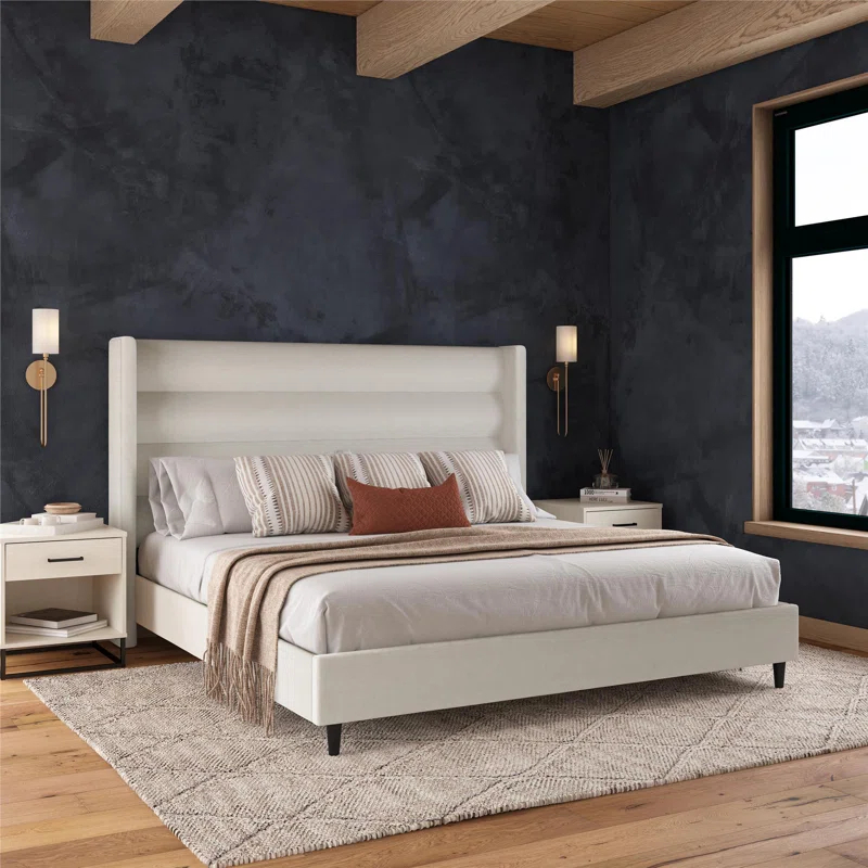 Novogratz Louis King Upholstered Wingback Bed