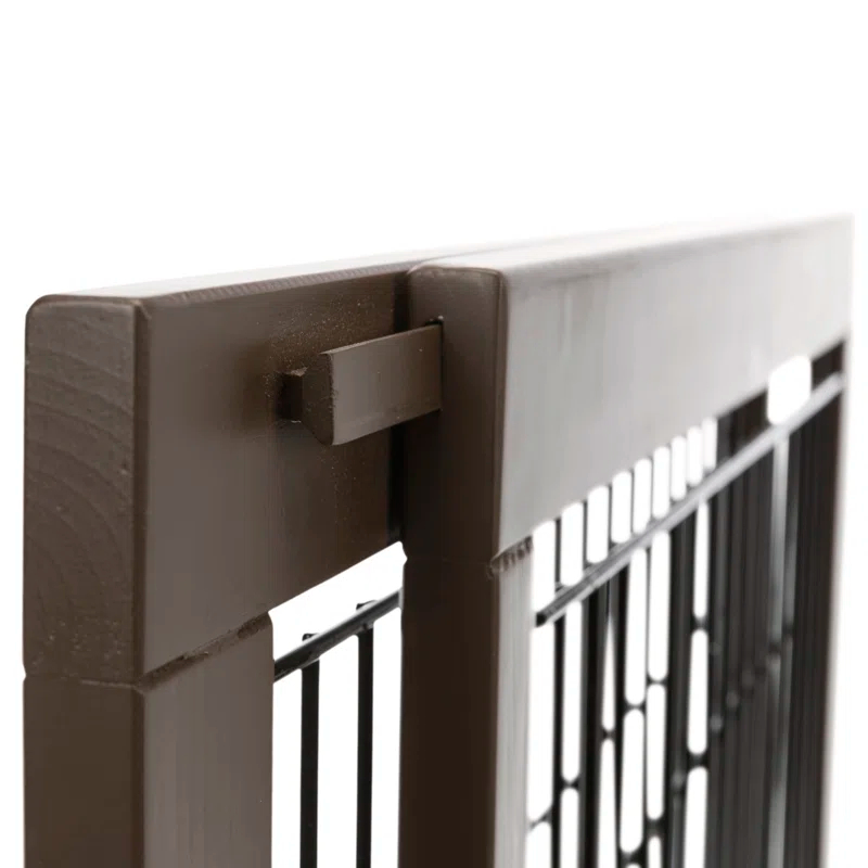 TRIXIE Adjustable Wooden Freestanding Pet Gate, 24" Tall Step Over, Expands to 42.5", Pet Barrier