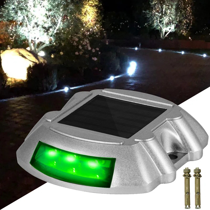 Solar Dock Lights Low Voltage Solar Powered Integrated LED Metal Pathway Light Pack (Set of 4)