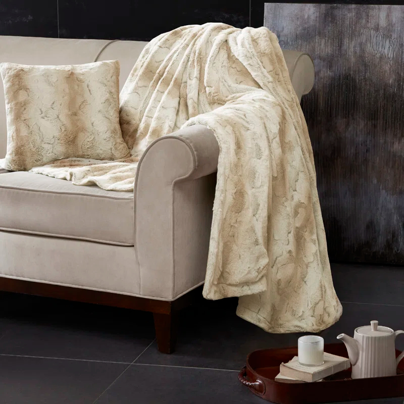 Madison Park Faux Fur Striped Throw Pillow