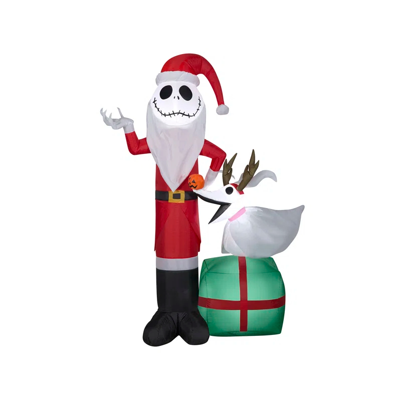 Gemmy Industries 5 Foot The Nightmare Before Christmas Jack Skellington and Zero Light Up Inflatable Lawn Decoration