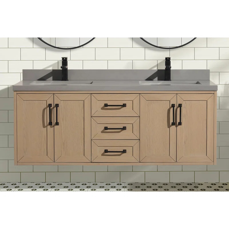 Ari Kitchen & Bath Venice 55'' Double Bathroom Vanity with Quartz Top
