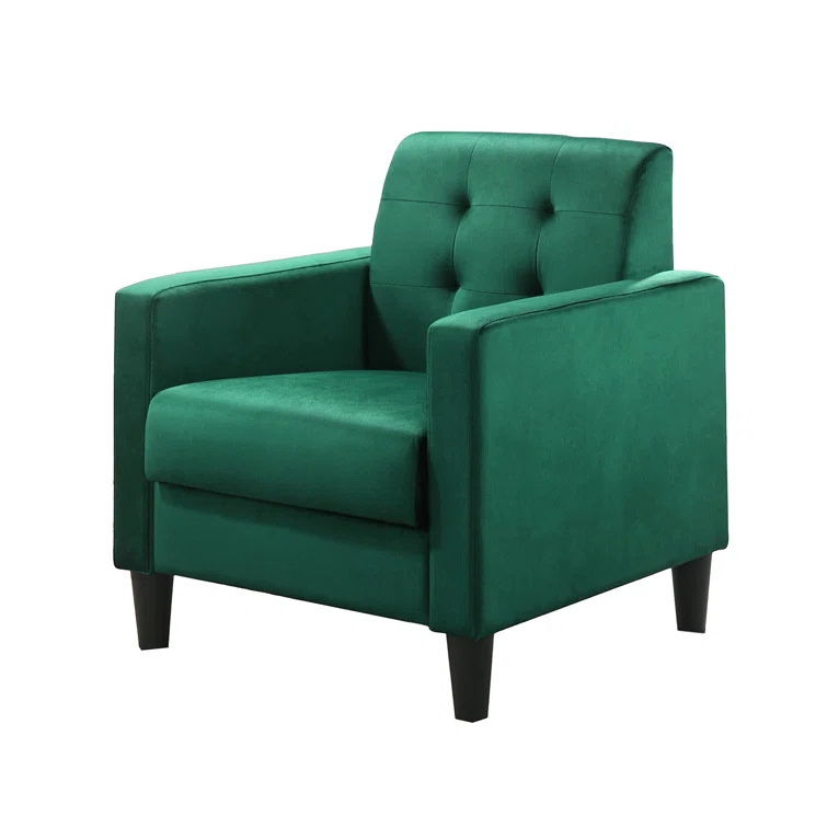 Ebern Designs Velvet Upholstered Accent Armchair With Tufting