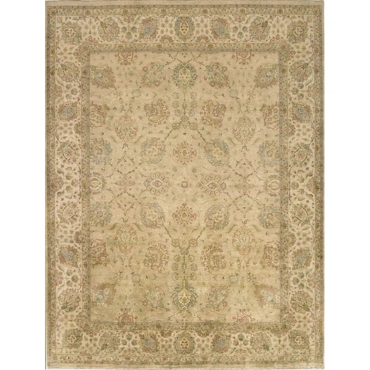 Bokara Rug Co., Inc. Rectangle Oriental Hand-Knotted Wool Area Rug in Cream/Beige