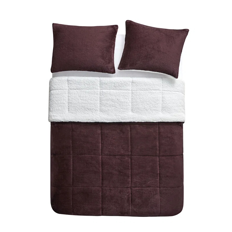 Ultra Plush Reversible Faux Fur and Sherpa 3-Piece Comforter Set