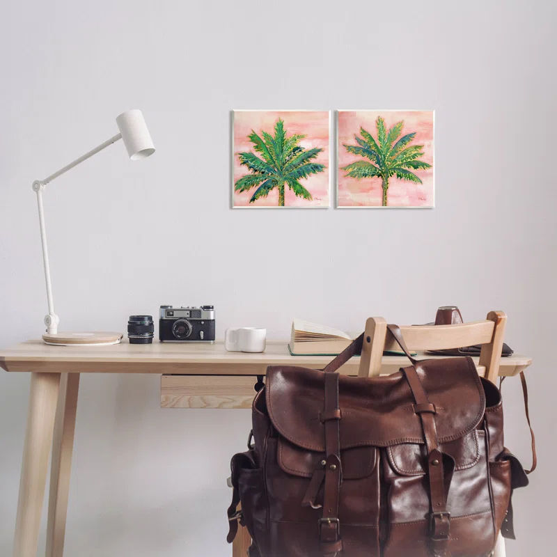 Stupell Industries " Tropical Palm Trees Glam Detail " by Paul Brent 2 - Pieces