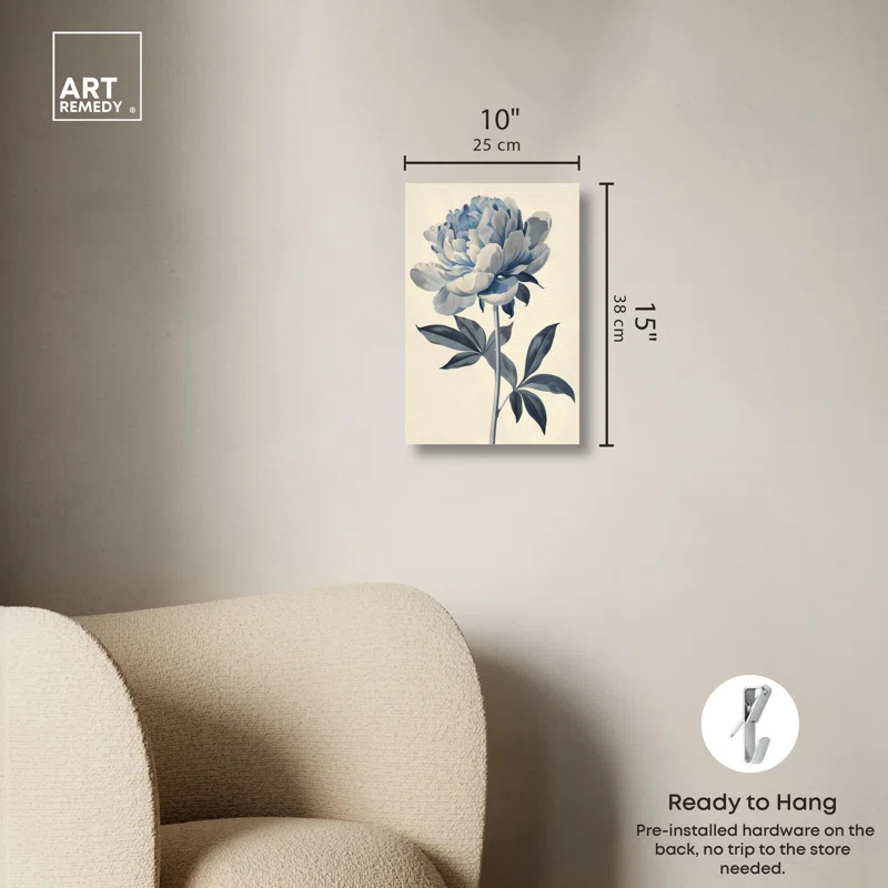 Art Remedy Delicate Blue Flower Minimalistic Floral Wall Art by Art Remedy