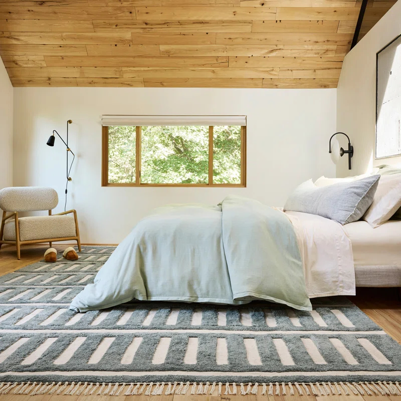 Ebern Designs Merrick Tasseled Wool Area Rug