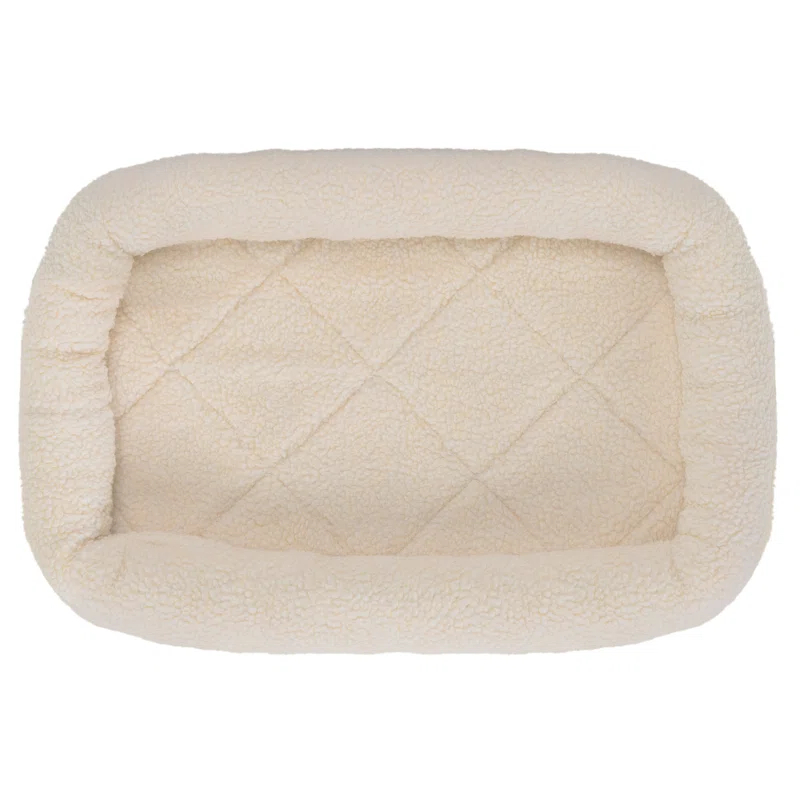 FurHaven Faux Lambswool Crate Bolster Pet Bed