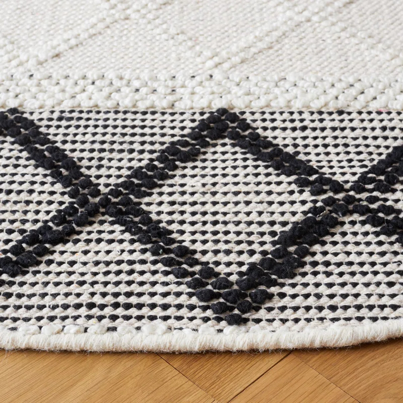 Hand Woven 80% Wool, 20% Cotton Geometric Rug