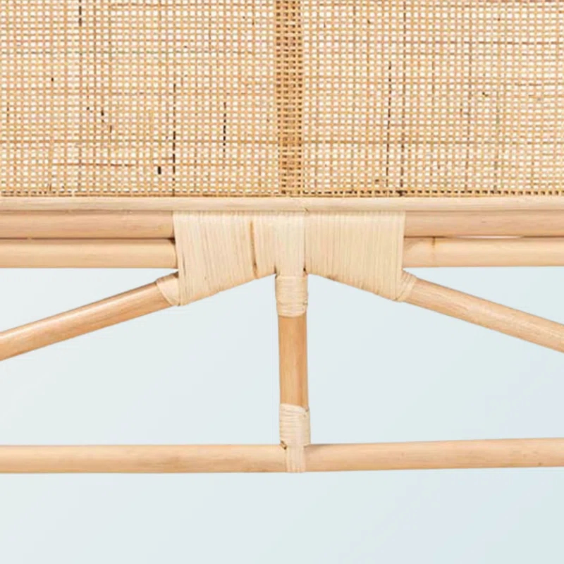 Bayou Breeze Finnian Natural Brown Finish Queen Size Rattan Headboard, 37.21" H X 64.73" W X 0.93" D