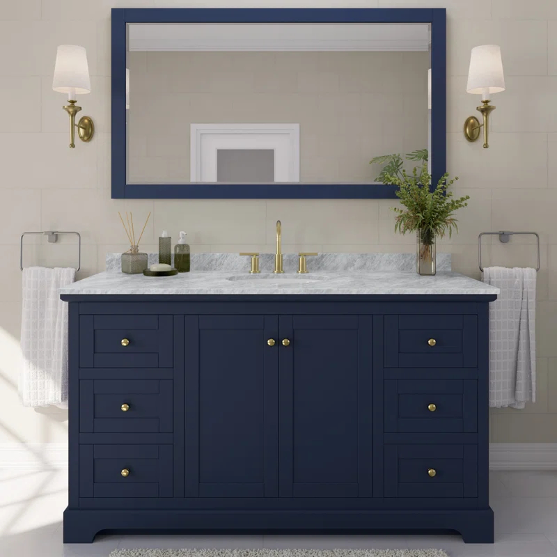 Wyndham Collection Avery 60'' Single Bathroom Vanity with Stone Top with Mirror