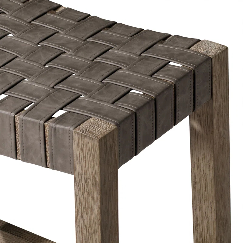 Maven Lane Emerson Kitchen Stool with Vegan Leather Upholstery