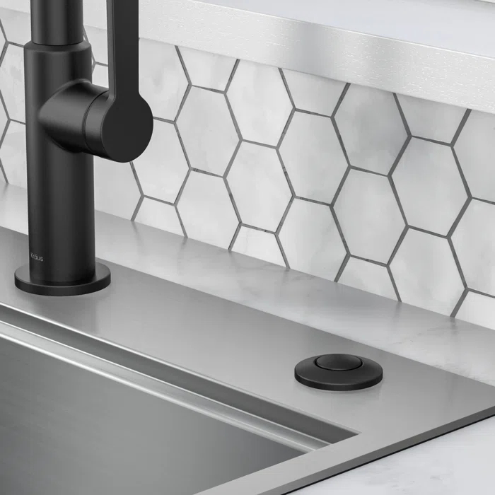 Kraus KRAUS Garbage Disposal Air Switch Kit with Push Button, AC Adapter, Power Cord, and Air Tube Included