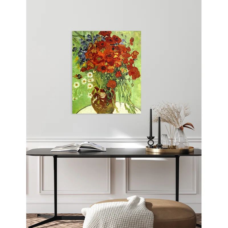 DECORARTS Red Poppies and Daisies, Vincent Van Gogh Art Reproduction. Giclee Canvas Prints Wall Art