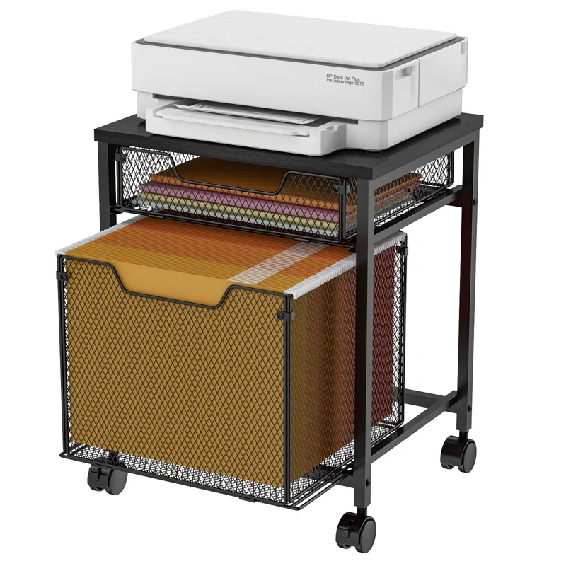 Rolling File Cabinet Cart,Printer Stand with 2 Drawers,Mobile Filing Cabinet on Lockable Wheels