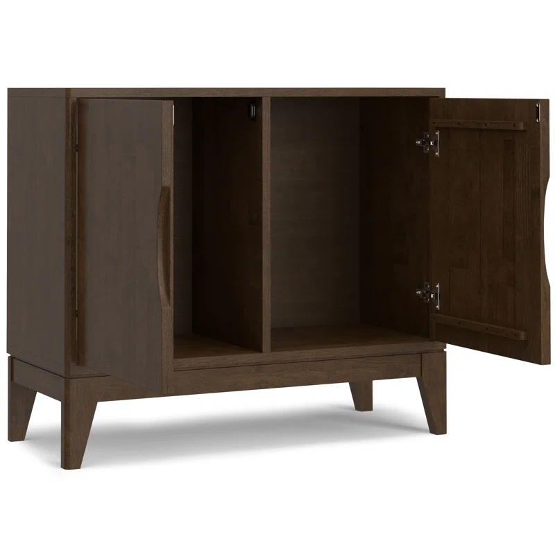 Simpli Home Harper 38"W Solid Wood Mid-Century Modern 2-Door Sideboard Buffet with Adjustable Shelves