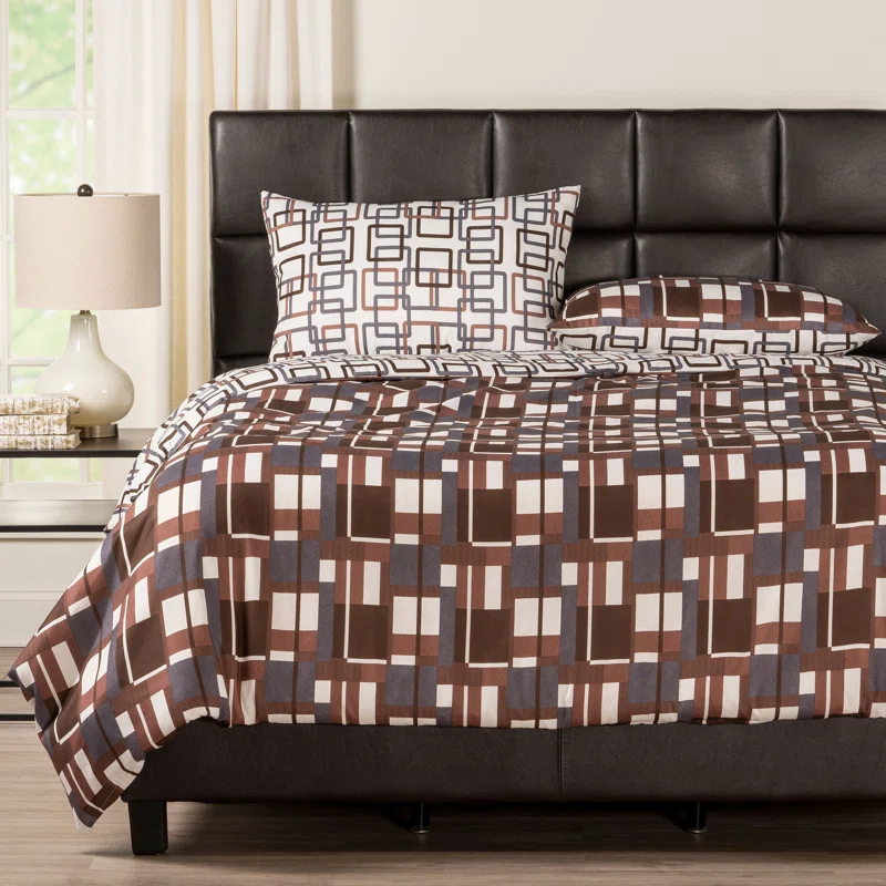 Plaid Men Plaid Duvet Cover Set