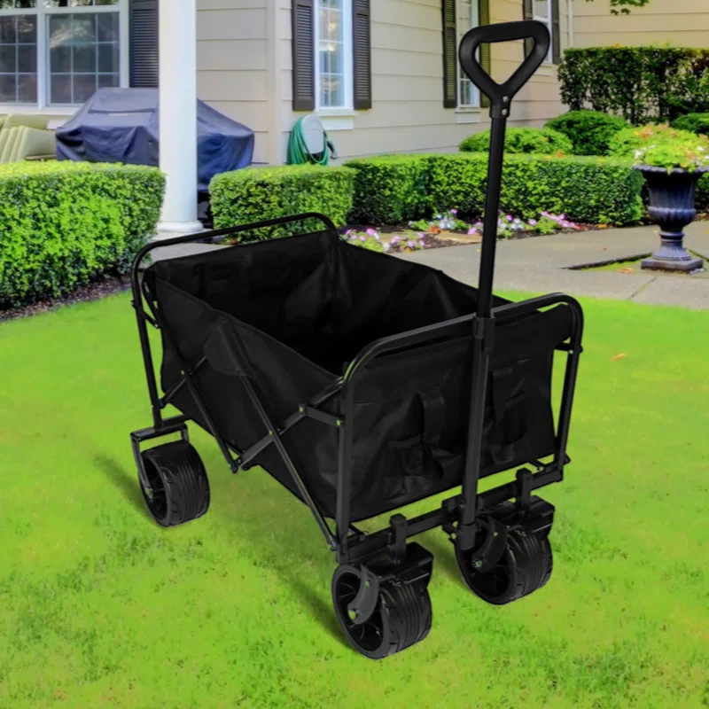 GZMWON 100L Collapsible Folding Beach Wagon Cart With 220Lbs Large Capacity, Wagons Carts Heavy Duty Foldable With Big Wheels  Sand, Garden