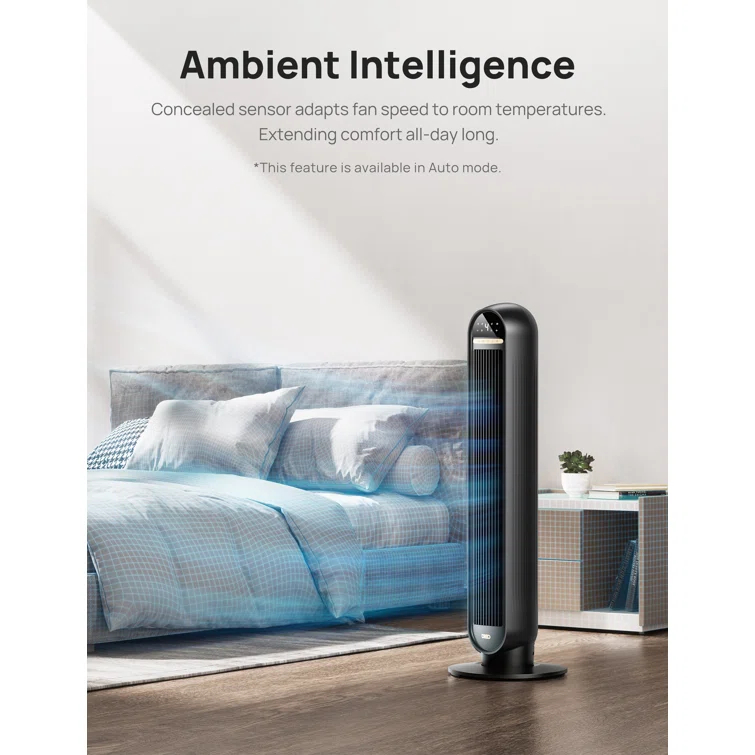 Dreo Dreo Tower Fans for Home, 36" Standing Floor Fan with Remote, 90° Oscillating Fan, 24 ft/s High Velocity, LED Display, 4 Speeds, 4 Modes, 8H Timer, Quiet Bedroom Fan